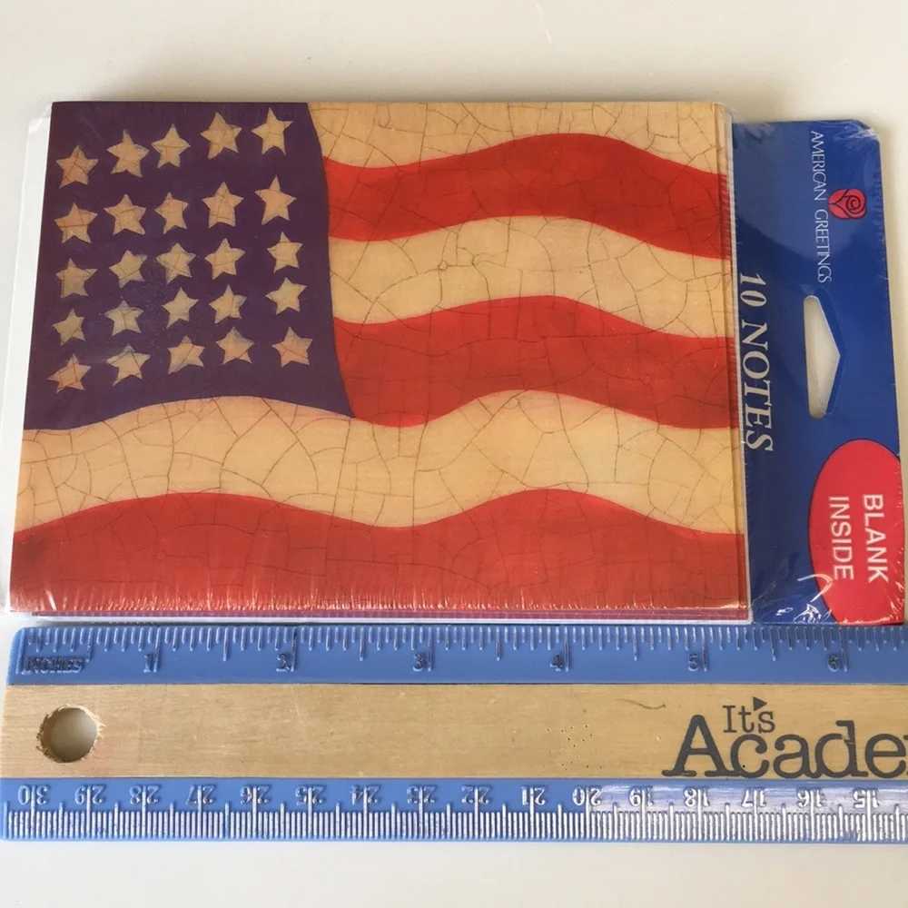 Vintage American flag note card set of 10 NWT